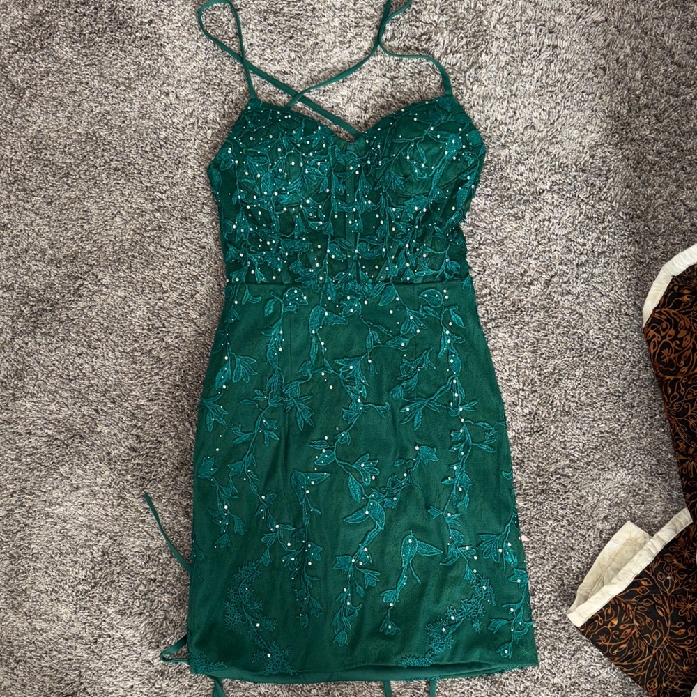 Elegant Green Embellished Dress